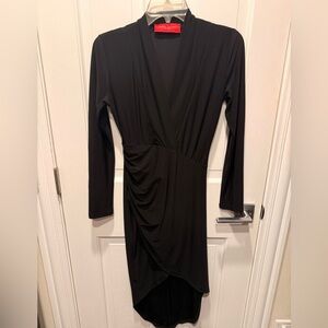 AKIRA Black Long Sleeve Wrap-Style Dress